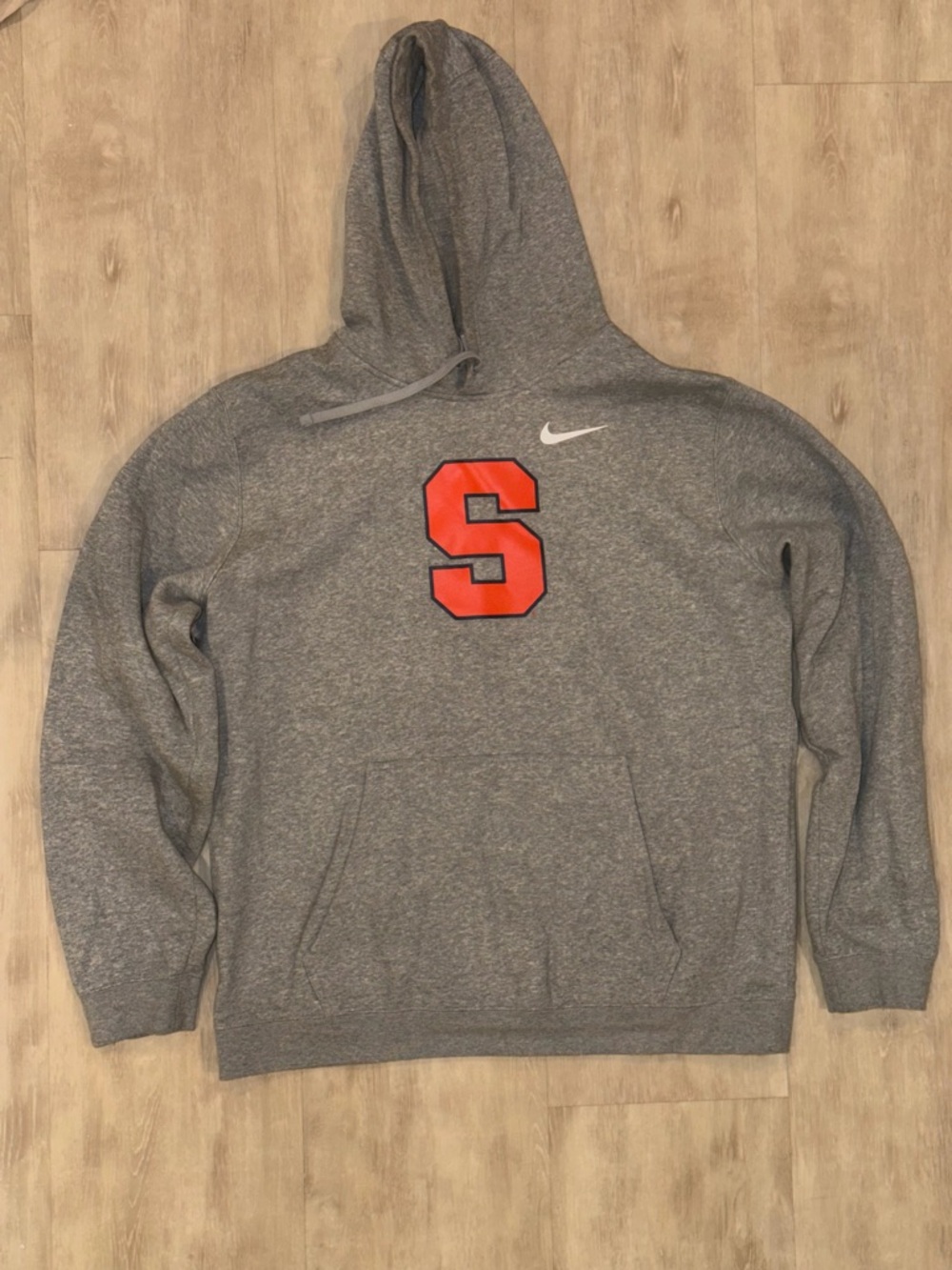 Nike Gray Pullover Hoodie with Orange 'S' Chest Logo